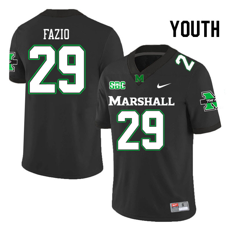 Youth #29 C.J. Fazio Marshall Thundering Herd SBC Conference College Football Jerseys Stitched-Black